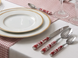 Cuchillo de Cerámica Clásico Rojo y Blanco con Mango de Acero Inoxidable, Apto para Lavavajillas, Cubertería para Decoración de Mesa de Boda - Product Image 5