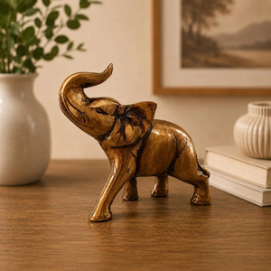 Figurine d'éléphant en laiton SHUBHAM, artisanat en métal, statue animale, décoration de table, cadeau pour la maison ou le bureau - Product Image 2