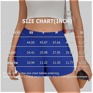 Shorts de sport en polyester bleu roi pour femmes, taille haute, pour l'entraînement athlétique, avec taille smockée, pour la course à pied - Product Image 5