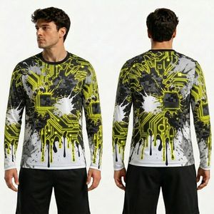 เสื้อโพลีเอสเตอร์แขนยาว Gold Splash สำหรับออกกำลังกาย วิ่ง เทรนนิ่ง และกีฬาต่างๆ แบบซับลิเมชั่น - Product Image 6