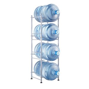 Portabottiglie d'acqua a 4 livelli per carichi pesanti, porta borracce da 5 galloni con design a fila singola, capacità 4 bottiglie, scaffali utilitari resistenti - Product Image 1