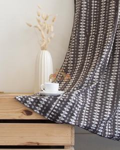 Juego de Cortinas de Algodón Estampadas a Mano de Lujo Personalizadas, Cortinas Transparentes de Voile para la Sala de Estar - Product Image 3