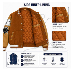 Chaqueta Varsity Personalizada, Chaqueta Universitaria de Moda, Chaqueta Varsity de Invierno con Letras, Chaqueta Varsity de Béisbol Universitaria para Hombre - Product Image 5