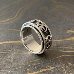 925 Sterling Silver Spiritual Om <b>Ring</b> Textured <b>Spinner</b> Band Stress Relief Meditation Jewelry for Everyday Wear - Product Image 4