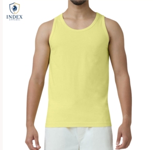เสื้อกล้ามถักสีเหลืองล้วนสำหรับผู้ชาย ยี่ห้อ Index Apparel คอกลม แขนกุด สไตล์ลำลอง ผ้าฝ้าย 100% - Product Image 1