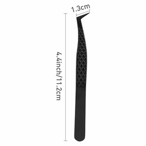 Pince à cils en microfibre avec embout, revêtement noir, poignée diamantée, forme en L - Product Image 5