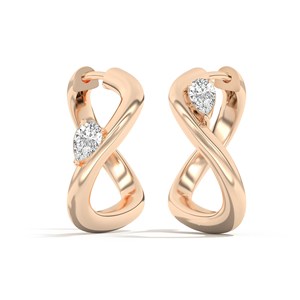 10K Gold Plated 925 Silver Pear Cut Infinity Lab Grown Diamond Hoop Earrings <b>Hinged</b> Clasp Loop Sleeper Pair - Product Image 1