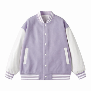 Chaqueta Varsity Unisex Oversize en Colores Pastel, Chaqueta Bomber de Forro Polar, Chaqueta Letterman para Hombre y Mujer, Estilo Casual Urbano con Hombros Caídos - Product Image 1