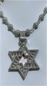 Colgantes y Amuletos de Joyería Fina Magen Star David, Plata de Ley 925 Vermeil, Pasa el Test de Diamantes, Joyería Hip Hop, MOISSANITA - Product Image 3