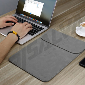 Housse pour ordinateur portable de haute qualité en cuir véritable durable, simple, personnalisée, unisexe, imperméable, nouveau design - Product Image 6