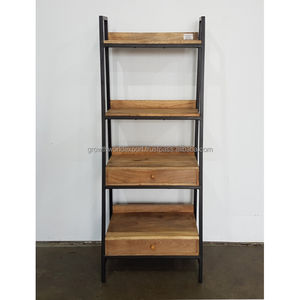 Estantería industrial asequible de madera con 2 cajones y 2 estantes de exhibición de libros hechos a mano, los mejores muebles de sala de estar 2024 más baratos - Product Image 6