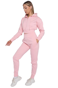 Conjunto Deportivo Negro para Mujer, Sudadera Corta con Capucha y Pantalones Jogger, Ropa Casual de Gimnasio para Invierno, con Talla Personalizada - Product Image 5