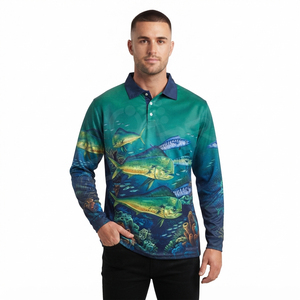 Camiseta Polo de Pesca con Capucha para Hombre, Personalizada, de Secado Rápido, Protección UPF 50, Sublimada, al por Mayor, Manga Larga - Product Image 2