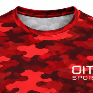 <b>Red</b> Camo <b>T</b> <b>Shirt</b> <b>Men</b> Short Sleeve Crew Neck Camouflage Printed Sports Training Running Gym Workout Performance Activewear - Product Image 6