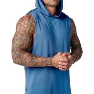 Mens Regular Fit <b>Sleeveless</b> <b>Hoodie</b> Breathable Athletic Workout Soft Gym Training Apparel Summer Polyester/Cotton Custom Design - Product Image 5