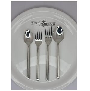 Elegante Juego de Cubiertos Desechables de Acero Inoxidable de 7 Piezas con Borde Recto y Mango Martillado para Hoteles, Fiestas y Eventos. - Product Image 4