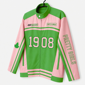 Custom Men's <b>Racing</b> <b>Jacket</b> Vintage Color Block Motorcycle Style Zip Up <b>Jacket</b> Personalized Logo Stripe Design Streetwear - Product Image 2