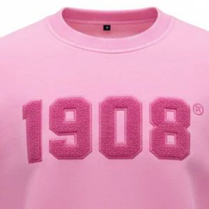 Sudadera Rosa de Invierno Ecológica con Bordado Chenille, Cuello Redondo, Forro Polar de Algodón Premium, Unisex, Cálida, Estilo Urbano - Product Image 3