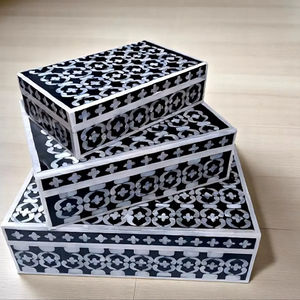 Caja de Joyería Decorativa Hecha a Mano con Diseño Marroquí de Flor de Amor con Incrustaciones de Hueso Ecológica, Decoración para Mesa del Hogar, Año Nuevo - Product Image 1