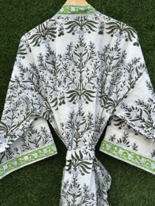 Kimono de Algodón con Estampado Floral Boho para Mujer, Hecho a Mano, con Cuello en V y Manga Larga, para Primavera/Verano, Playa o Piscina - Product Image 6