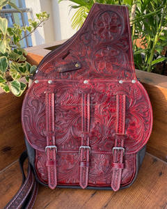 กระเป๋าแซดเดิลสไตล์ตะวันตก & กระเป๋าหนังแท้สลักลายดอกไม้สำหรับใส่ม้า - Product Image 2