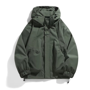 Veste coupe-vent en polyester à manches longues noire pour homme, style automne, vêtements pour adultes - Product Image 2