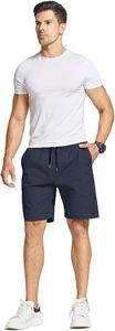 Pantalones Cortos Casuales para Hombre, 100% Algodón, Cintura Elástica con Cordón, Ligeros, Transpirables, de Secado Rápido, Ecológicos, para Gimnasio y Playa - Product Image 2