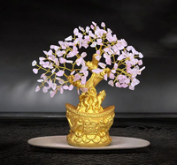Arbre Bonsaï Feng Shui en Cristal de Guérison Fait Main (Quartz Rose, Améthyste) – Technique Mosaïque, Décoration de Luxe pour la Maison, Reiki Chakra – Vente en Gros