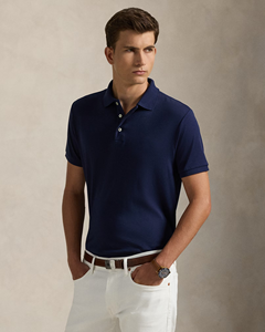 Custom Men's <b>Navy</b> Blue T Shirt Premium Cotton Polyester Pique OEM ODM Wholesale Manufacturer Custom Logo Uniform - Product Image 2