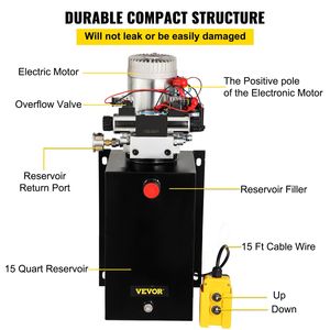 12 Volt Électrique Hydraulique Cylindre Pompe En Laiton Manomètre Benne Remorque Ascenseur Portes Camionneur Double Effet 15 Camion Remorques - Product Image 5