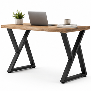 Patas de Escritorio de 28x18 Pulgadas, Capacidad de Carga de 1000 Libras, Juego de 2 Patas de Mesa Metálicas en Forma de X, Piezas de Muebles Resistentes con Recubrimiento en Polvo EDPTBL001 - Product Image 1