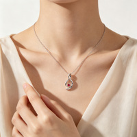 Collier tendance en argent 925 pour femmes, chaîne et pendentif combinés, léger avec des accents de zircon