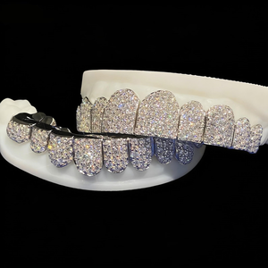 AMBER JEWELS Grillz dentaire en argent 925 avec strass en cristal taille brillant, style Hiphop de luxe, unisexe, pour usage quotidien, cadeau - Product Image 3