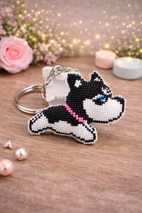 Hand Beaded Unicorn Charm, Embroidery <b>Keychain</b>, Phone Strap Accessory - Product Image 2