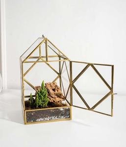 Terrarium géométrique en verre, pour plantes succulentes et plantes aériennes, pour la maison et le jardin, terrarium géométrique noir en verre avec couvercle, fait à la main - Product Image 1