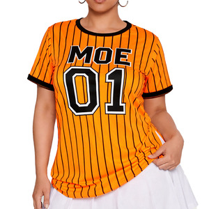 Custom Orange Pinstripe Softball & American Football Jersey Shirt Women Athletic Teamwear OEM ODM Sports Top Wholesale Supplier - Product Image 3
