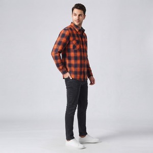 Custom Streetwear High Quality Thermal Vintage Washed Cotton <b>Long</b> Sleeve <b>t</b> <b>Shirt</b> Rhinestone Flannel Plaid <b>Shirts</b> for <b>Men</b> - Product Image 6