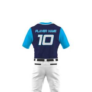 Conjunto de Pantalones y Camiseta de Béisbol Azul Marino y Turquesa para Hombre con el Número 10 Sublimado, de Poliéster que Absorbe la Humedad, Manga Corta. - Product Image 4
