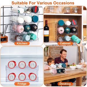 Organizzatore per Frigorifero a 4 Ripiani Trasparente per 12 Bottiglie con Mensola Verticale per Bevande in Lattina - Product Image 6