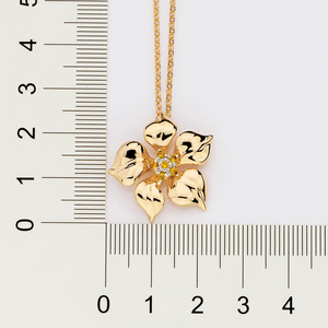 Collier pendentif fleur plaqué or 18 carats avec zircon cubique, chaîne en alliage romantique pour femme, bijou à porter au quotidien - Product Image 2