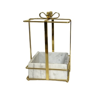 Boîte Cadeau Design Métal & Marbre Bol de Service Ustensiles de Cuisine Finition Or Poli Brillant Ustensiles Serveur de Date Conservation des Aliments Arc d'Alimentation - Product Image 1