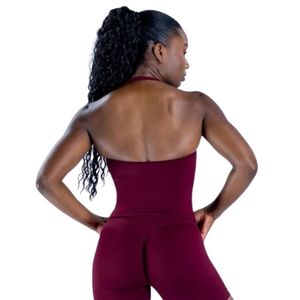 Camiseta sin mangas color borgoña oscuro para mujer, personalizada, sin mangas, para entrenamiento, gimnasio, yoga, ropa deportiva elástica, ropa informal para fitness - Product Image 2