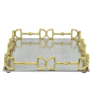 Luxury Decorative Silver <b>Trays</b> With Gold Horse Bit Border Design Latest <b>Breakfast</b> <b>Tray</b> Premium <b>Trays</b> For Wedding Event Supplies - Product Image 1