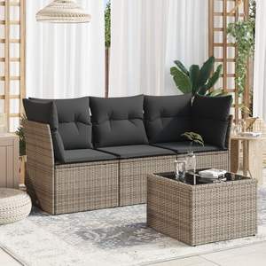 Set Divano da Giardino Modulare in Rattan PE Grigio di Media Dimensione, Elegante Arredamento da Giardino - Product Image 1