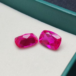 พลอยทับทิมสีชมพูแดงสังเคราะห์ทรงคุชชั่นคัท สำหรับทำเครื่องประดับชั้นดี - Product Image 3