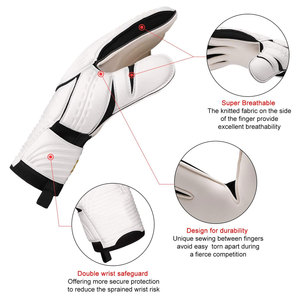 Gants de gardien de but de football professionnels en cuir PU, sangle de poignet réglable, couleur personnalisée vert bleu, unisexe, OEM personnalisé - Product Image 5