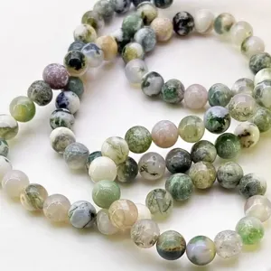 Natural <b>Tree</b> Agate 6mm Smooth Round B Grade Gemstone Beads Strand Jewelry Making Wholesale - Product Image 2
