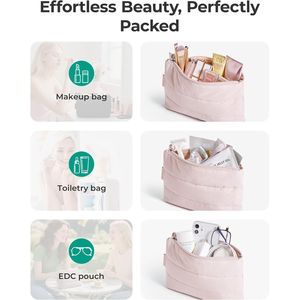 Bolsa de Maquillaje Portátil para Mujer, Pequeña, Resistente al Agua, Organizador de Viaje con Cierre Decorativo, Bolsa y Estuche Cosmético Acolchado - Product Image 3