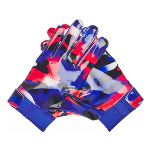 Guantes de fútbol americano sin dedos con estampado por sublimación en rojo, azul, negro y camuflaje, antideslizantes, con cierre de velcro, unisex, para todas las estaciones. - Product Image 6