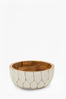 Bol en bois de coco naturel poli de haute qualité, décoratif et classique, sculpté à la main, écologique, passe au lave-vaisselle, pour salade et fruits